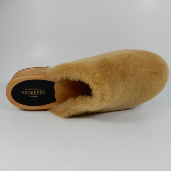 Swedish Hasbeens Fluff Slip On CLOGS Size 41 10.5 11 Shearling Wood NEW $340 - Picture 10 of 14